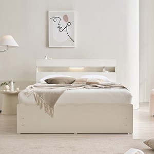 삼익가구 NEW 루시드 LED 4단 서랍 수납 침대 프레임 + 라텍스 7존 독립스프링 매트리스 세트 방문설치