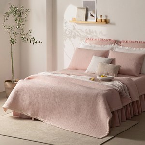 보몽드 고온에 삶은 사계절 피그먼트 60수 아사 순면 줄누비 스프레드 이불 겸 패드