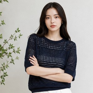 마리본 여성용 크로셰 풀오버 + 나시탑 세트