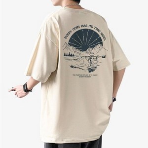 제이티엘 남성용 오버핏 프린팅 반팔 티셔츠