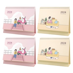 핑크풋 5000 보리 2024 탁상 캘린더 2종 세트, 옐로우, 핑크, 2세트
