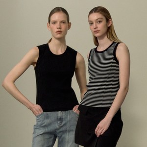 쥬시쥬디 여성용 통기성 골지 에센셜 민소매 탑 2종 세트 JZTS026A