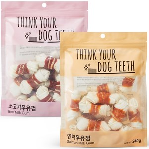 Think your dog teeth 소고기 15p + 연어 15p 세트, 소고기, 연어, 1세트, 480g