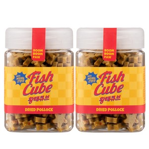 붐붐포 피쉬큐브 강아지 간식 져키 (식이유황 & 산양유 함유), 황태, 200g, 2개