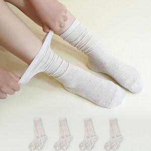 마이싹 여성용 골지 시스루 롱롱 셔링 여름 양말 4켤레