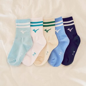 미즈노 주니어용 스트라이프 중목 양말 5켤레 세트