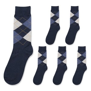 시너싹스 남성용 아가일 정장 장목 양말 6켤레 세트