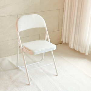 오브민 패브릭 쿠션 접이식 의자, 아이보리, 1개