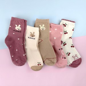 새실로 여아용 뽀미 중목 양말 5족 세트