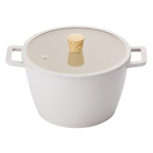 키친플라워 IH 인덕션 양수 냄비, 크림색, 24cm