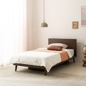 리바트 토스트 헤드형 원목 침대 프레임, 월넛, 슈퍼싱글