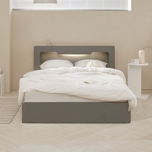 파로마 아몬드 수납 헤드 평상형 합성목재 침대, 그레이, 슈퍼싱글