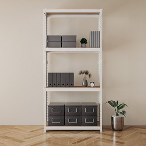 스피드랙 국내 제조 무볼트 조립식 철제 앵글 선반, 화이트, 4단