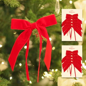 이플린 벨벳 쉬폰 완성리본 10P, 레드_벨벳, 15+15cm, 1세트