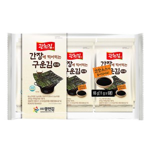 광천김 간장에 찍어 먹는 구운 파래김 간장포함, 11g, 6개