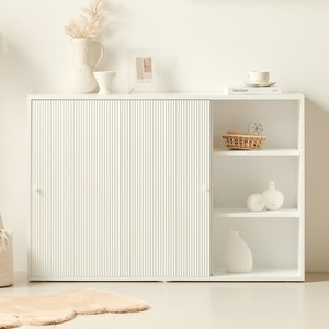 룸앤디 스르륵 감각 템바보드 오픈형 LPM 목재 슬라이딩 수납장 일반형 1200 방문설치