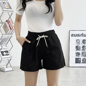 가비진 여성용 통기성 린넨 스판 밴딩 반바지