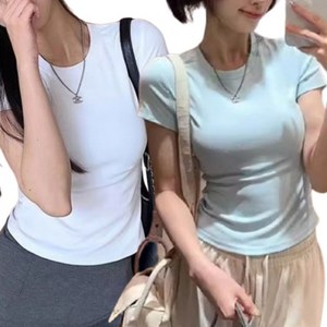 피어니스트 여성용 베이직 심플 슬림 반팔티 2p