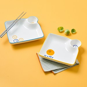 모던하우스 ON 스마일 만두접시 17.8 x 16.7 x 3.5 cm 2종 세트, 혼합색상, 1세트