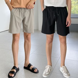 어나더디 남성용 구김없이 건조기 가능한 통풍 잘되는 5부 사방스판 밴딩 팬츠 2장 세트