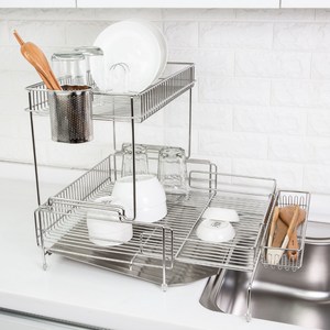 4BNK 올스텐 304 확장형 식기건조대 중, 2단, 실버, 1개