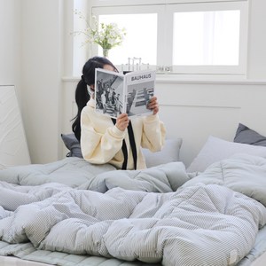 베이직톤 모던 스트라이프 60수 사계절 순면 차렵이불 기본 세트