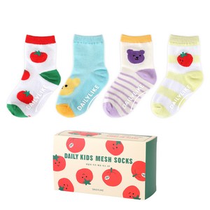 데일리라이크 아동용 메쉬 삭스 4종 세트 02 토마토 젤리 베어