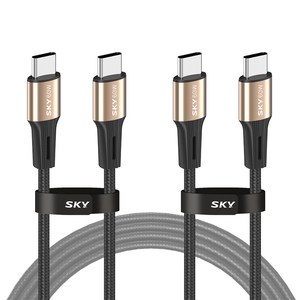 SKY 비트 60W PD PPS C타입 고강도 패브릭 초고속충전 골드 메탈 케이블