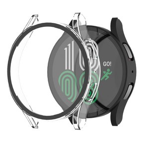 모란카노 풀커버 갤럭시워치 케이스 2종 세트, 투명, 블랙