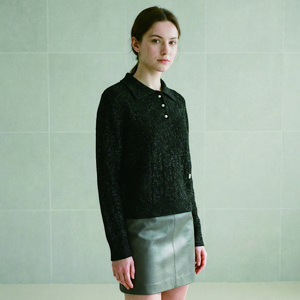 르샵블랑 여성용 카라 메탈 케이블 긴팔 니트 L2G15KPO140