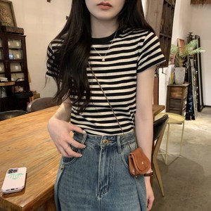 언헤브 여성용 스트라이프 반팔 티셔츠