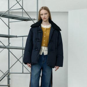 쥬시쥬디 여성용 J 배색 코듀로이 더플 하프 다운점퍼 JYDJ720D