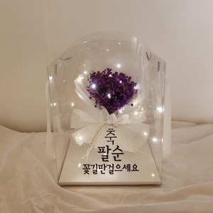 러블리팜 프리저브드 안개꽃다발 투명케이스 LED조명세트, 퍼플