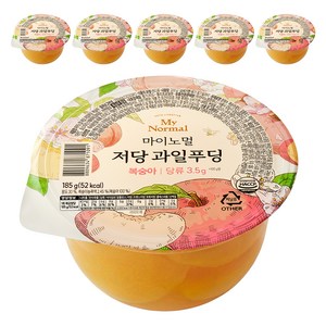 마이노멀 저당 과일푸딩 복숭아, 185g, 6개