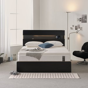 에몬스 레스티어 BD LED 수납 침대 프레임 + 본넬 스프링 유로탑 매트리스 세트 방문설치