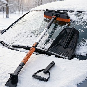 룸앤로드 차량용 3 in 1 분리형 보관 제설 브러시 눈삽 성에제거기 세트