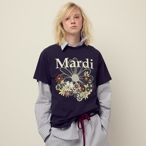 마르디메크르디 여성용 플라워 자르댕 면 티셔츠
