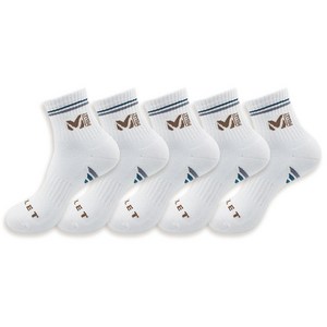 밀레 남성용 파일 쿠션 등산 양말 5족 세트 B, 250~270mm, 화이트, 1세트