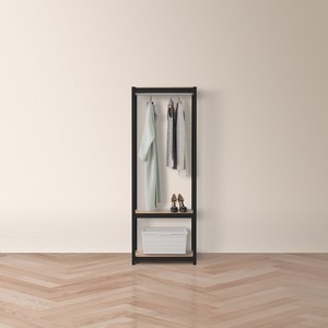 홈던트하우스 선반 1행거 방문설치, 블랙, 3단