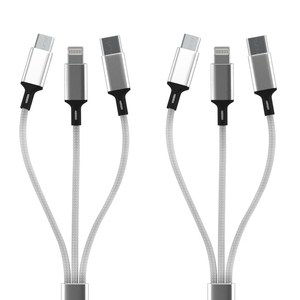 요이치 팔레트 3in1 멀티 고속충전 케이블 2개, 실버, 1.2m