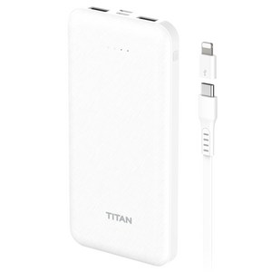 타이탄 듀얼 파워 보조배터리 10000mAh + C타입 케이블 + 8핀 젠더