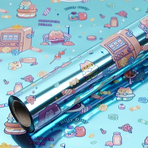 포포팬시 곰 젤리 비닐 증착 롤 포장지 53cm x 17m, 블루, 1개