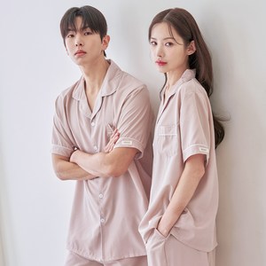 도씨 커플용 실크핏 에센셜 반팔 잠옷 세트 D-3662