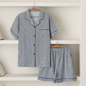 글램공감 커플용 요루 유리 스트라이프 반팔 투피스 상하의 세트