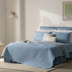 보몽드 고온에 삶은 사계절 피그먼트 60수 아사 순면 줄누비 스프레드 이불 겸 패드