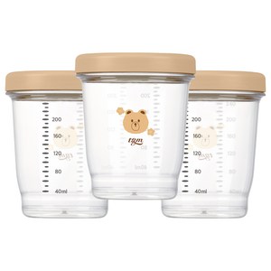 티지엠 에코젠 이유식 보관 용기 3p, 240ml, 탠브라운, 1세트