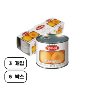 알쿠니아 황도2절 과일통조림, 600g, 6개