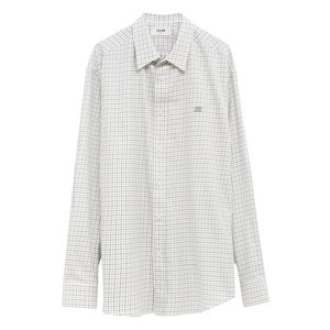 셀린느 그리드 패턴 셔츠, 화이트계열+그레이계열, Collar (cm) 40