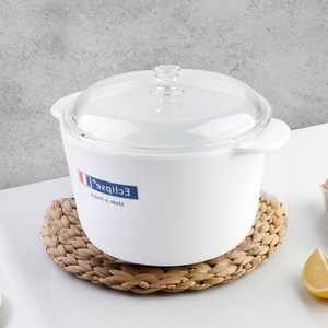 [유럽 프랑스 생산] ECLIPSE 퓨어 화이트 내열 유리 냄비, 양수 26cm (3L) 베이직, 1개