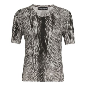 돌체앤가바나 퍼 프린트 탑, 화이트계열+블랙계열, Italy 42(KR 55)